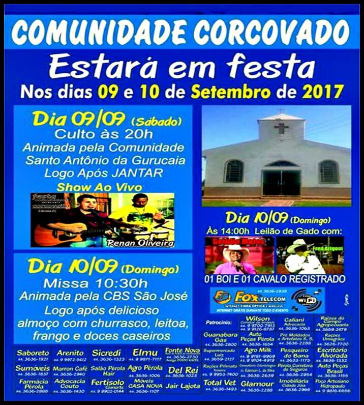 A comunidade Corcovado estará em festa neste final de semana 4