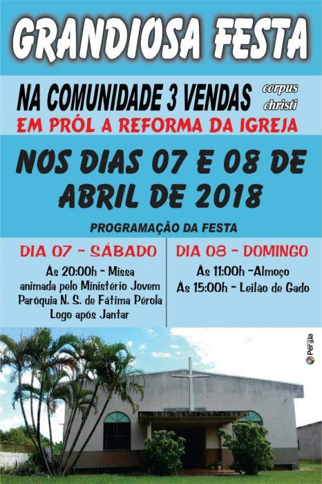 Grandiosa festa religiosa no bairro "Três Vendas" em Pérola. 6